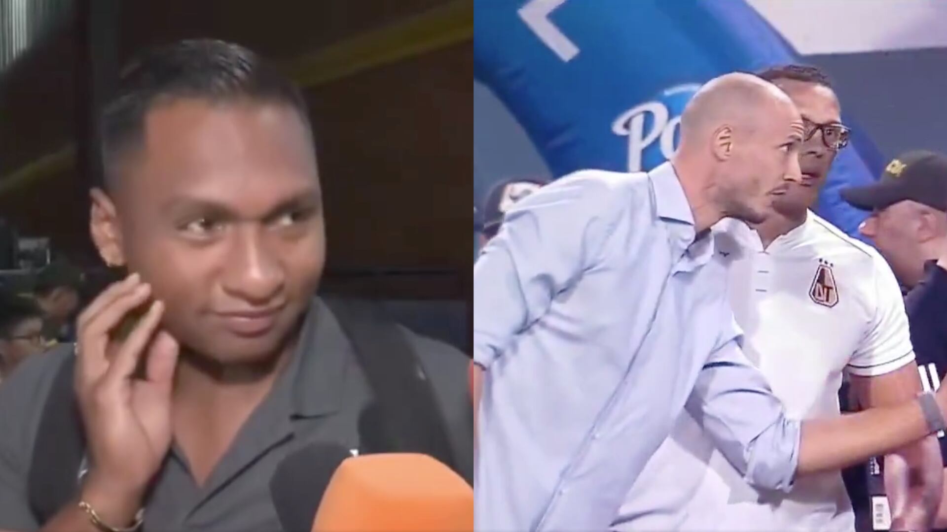 Alfredo Morelos y su cruce con David González - Fotos: Capturas de pantalla