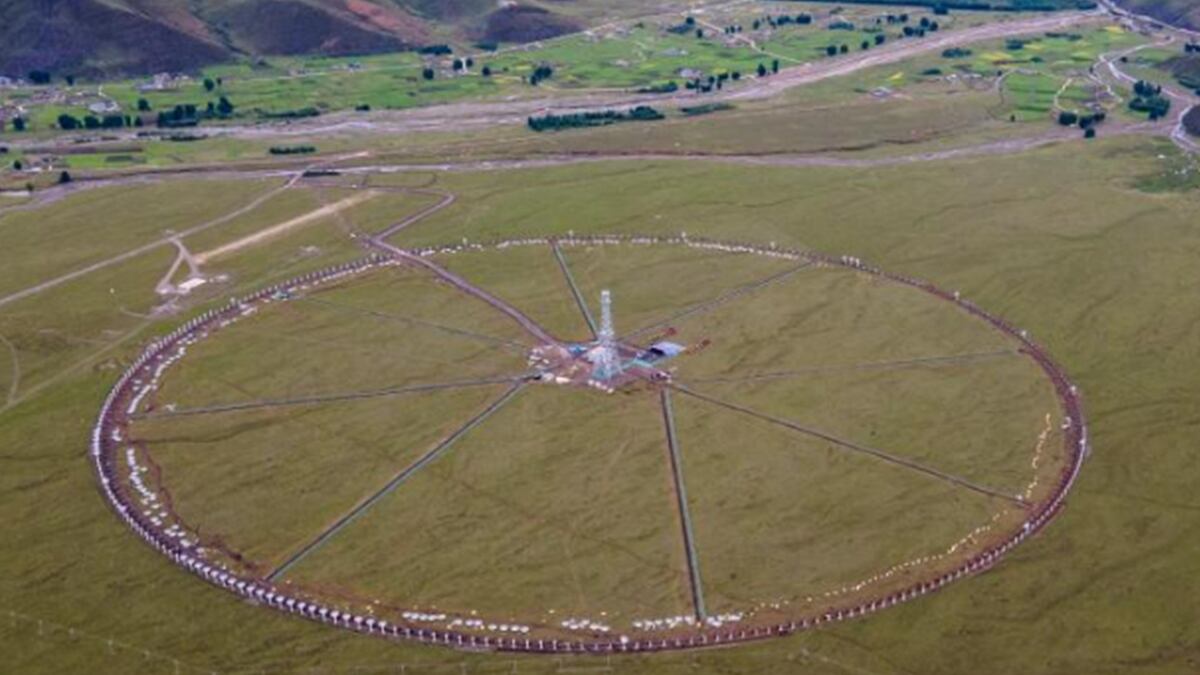 Antenas parabólicas en formación en el condado de Daocheng