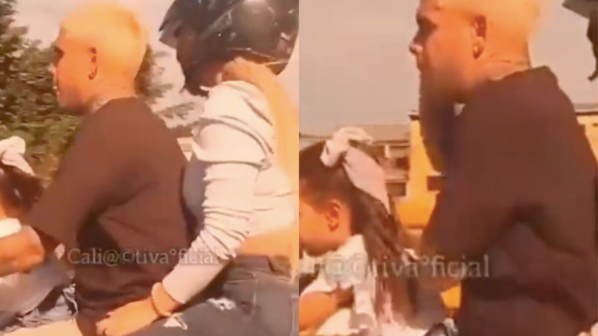 Unos motociclistas arriesgaron su vida y la de su presunta hija al dejarla manejar la moto en vías de Cali