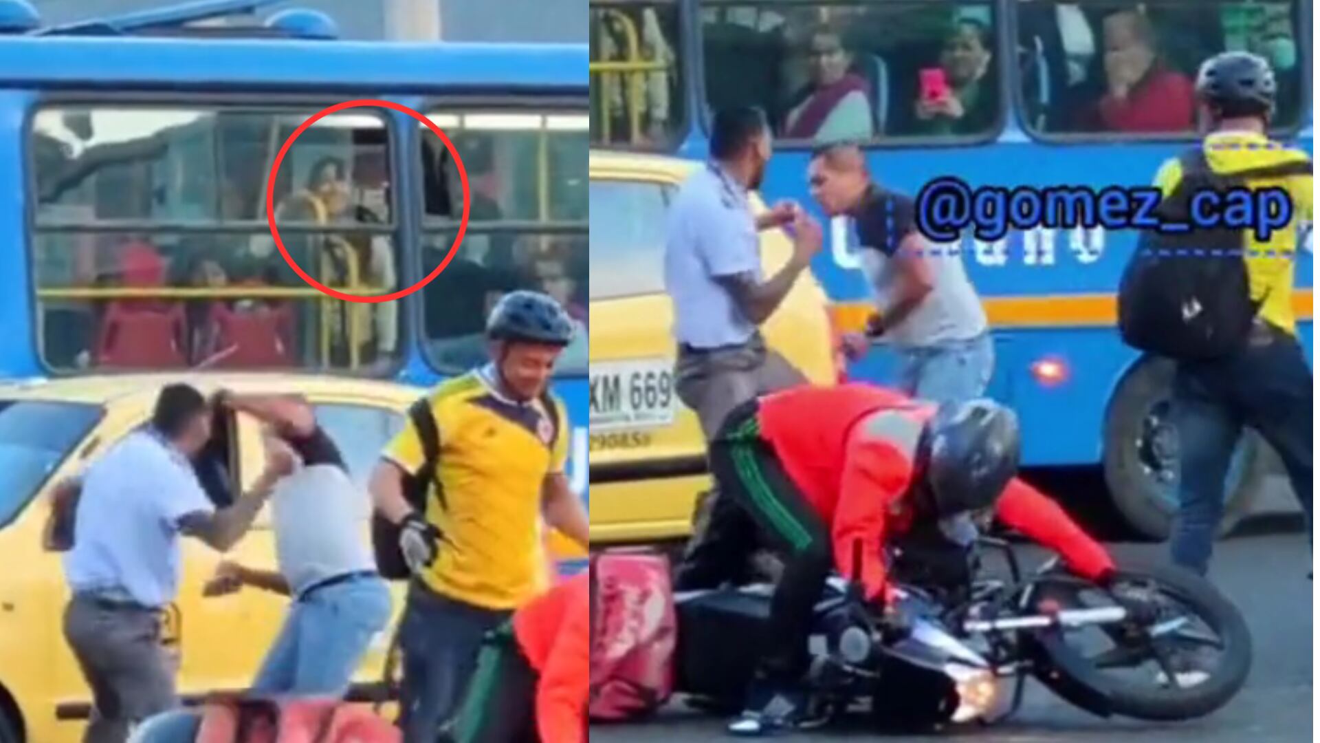 Pelea entre conductor del SITP y taxista