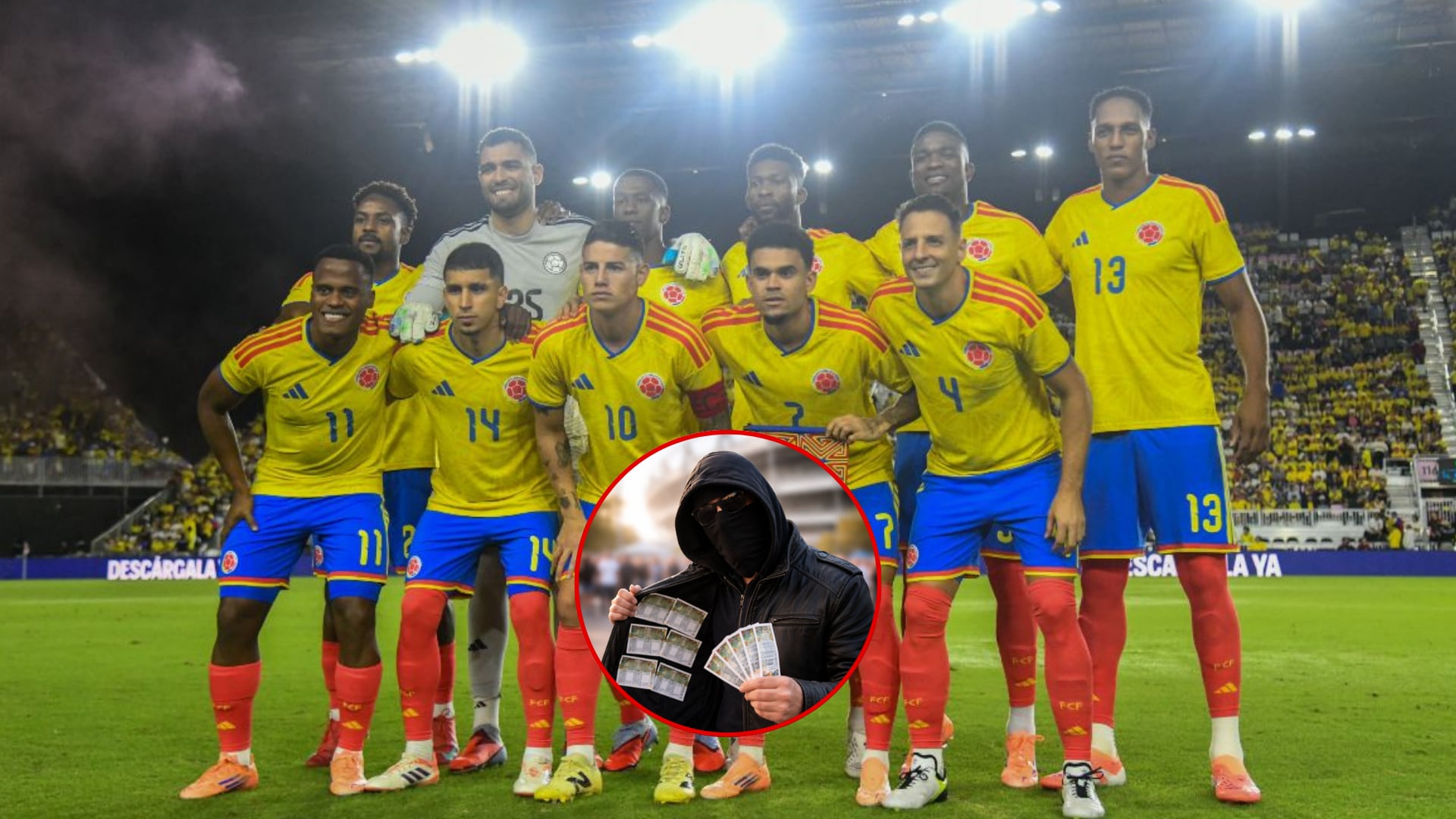 Selección Colombia y estafador - Fotos: Redes sociales de la selección y Chat GPT el 19 de marzo del 2026