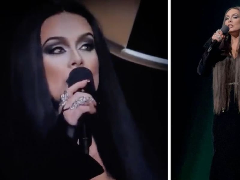 Adele sorprende al público de Las Vegas al aparecer como Morticia Addams
