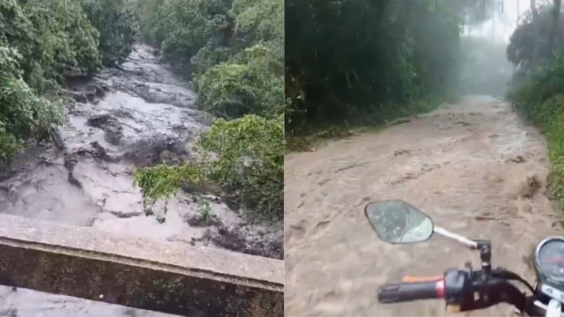 La quebrada El Amarillo se desbordó por las fuertes lluvias en Anolaima: hay varias veredas inundadas