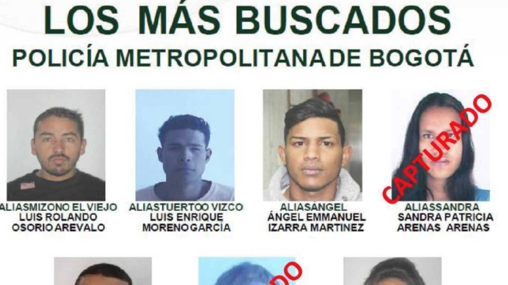 Cartel de los más buscados en Bogotá en los que se encuentran 'Los Maracuchos'.
