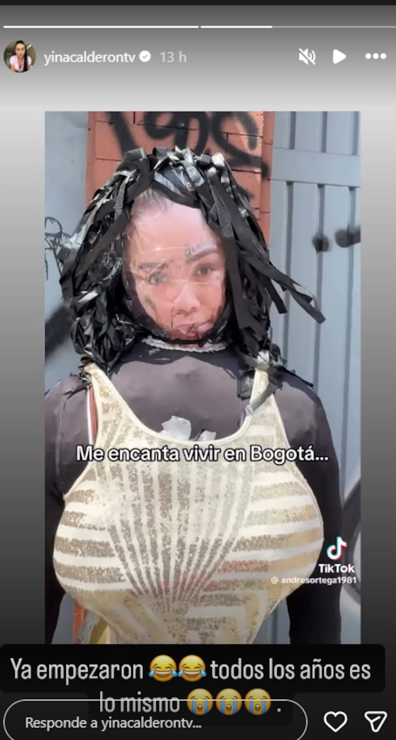 En Bogotá le hicieron gracioso muñeco de año viejo a Yina Calderón