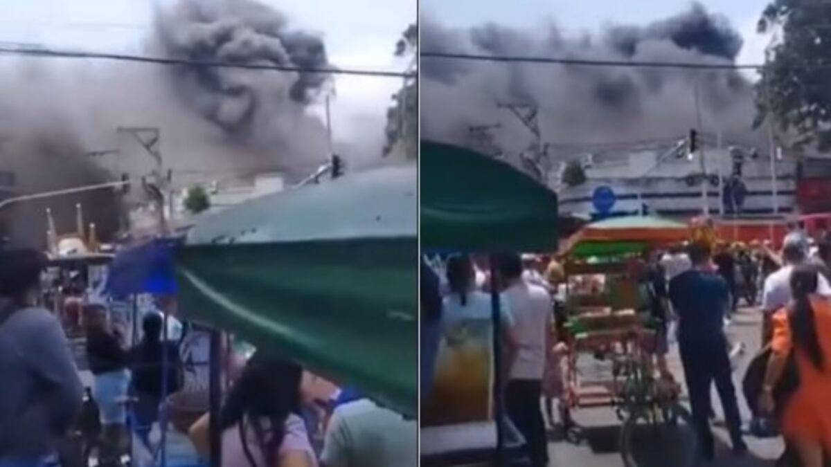 Foto de las columnas de humo que dejó grave incendio en una bodega en Barranquilla.