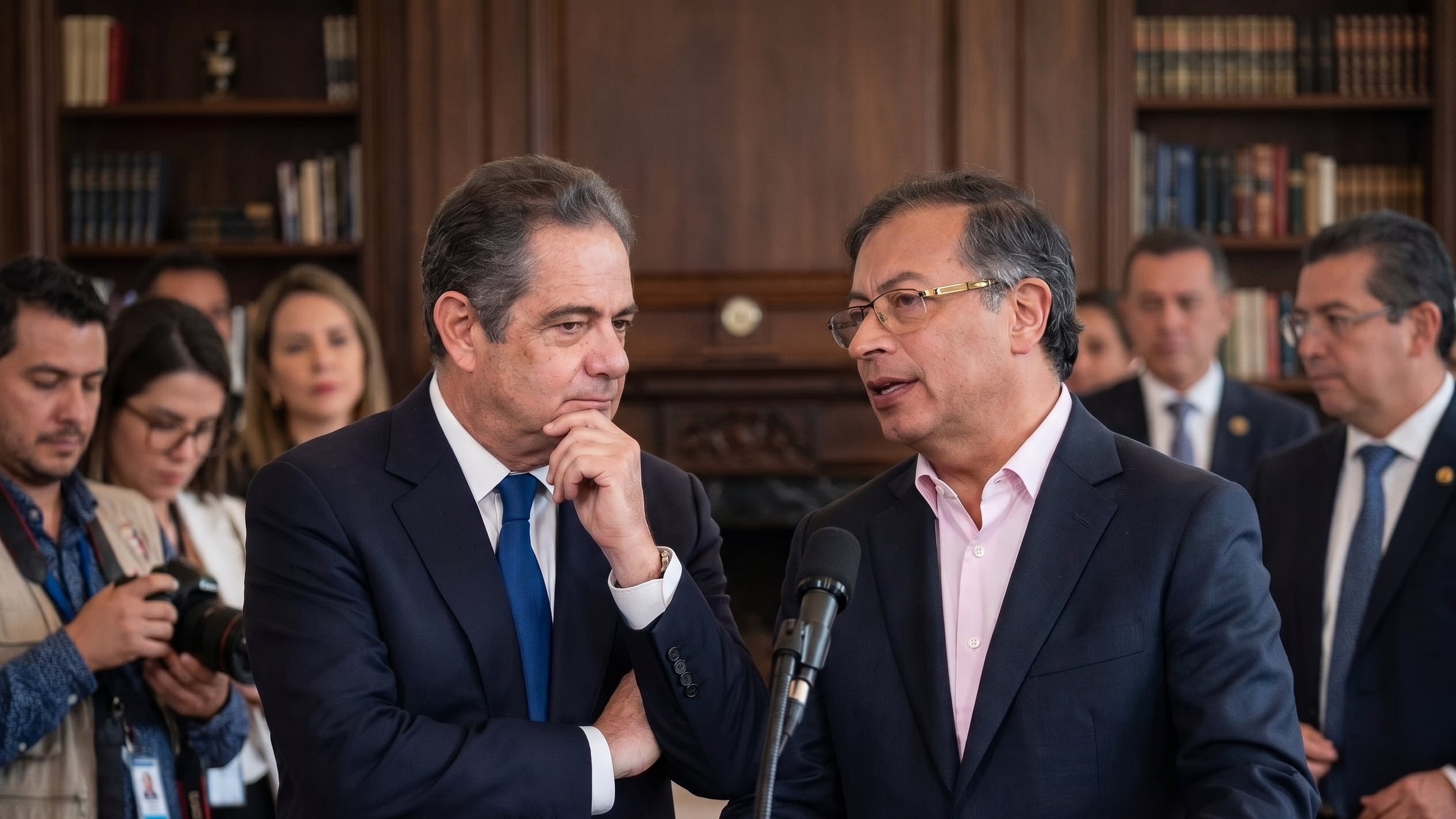 Imagen de referencia de Germán Vargas Lleras y Gustavo Petro. Crédito: Generada por IA.