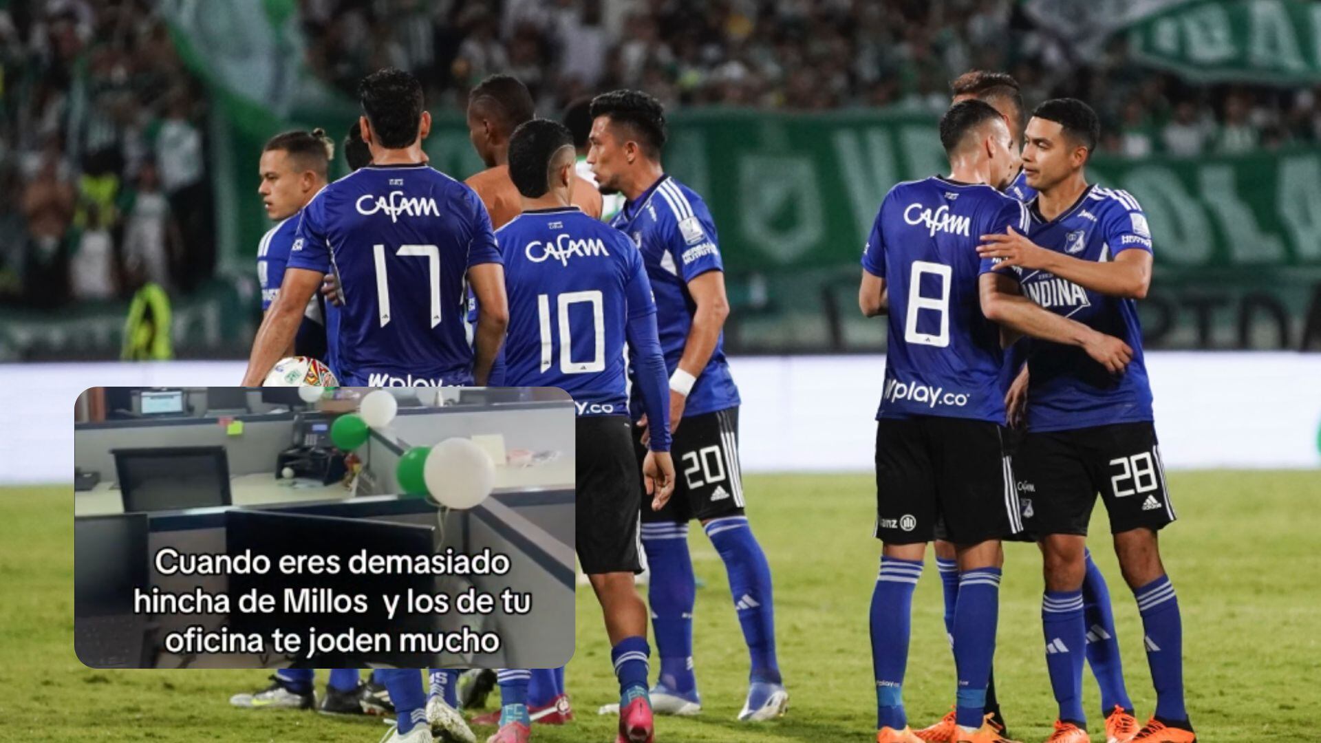 Hincha de Millonarios recibió particular broma de sus compañeros de oficina.
