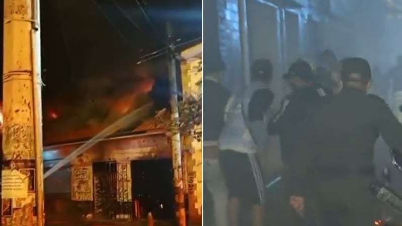 Incendio en locales comerciales del parque principal de Soacha