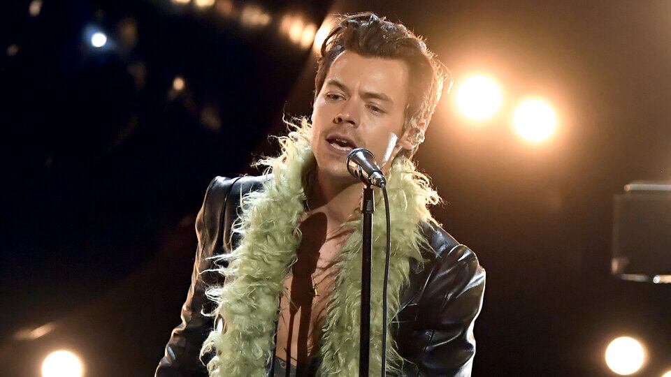 LOS ANGELES, CALIFORNIA: In this image released on March 14, Harry Styles performs onstage during the 63rd Annual GRAMMY Awards at Los Angeles Convention Center in Los Angeles, California and broadcast on March 14, 2021. (Photo by Kevin Winter/Getty Images for The Recording Academy)