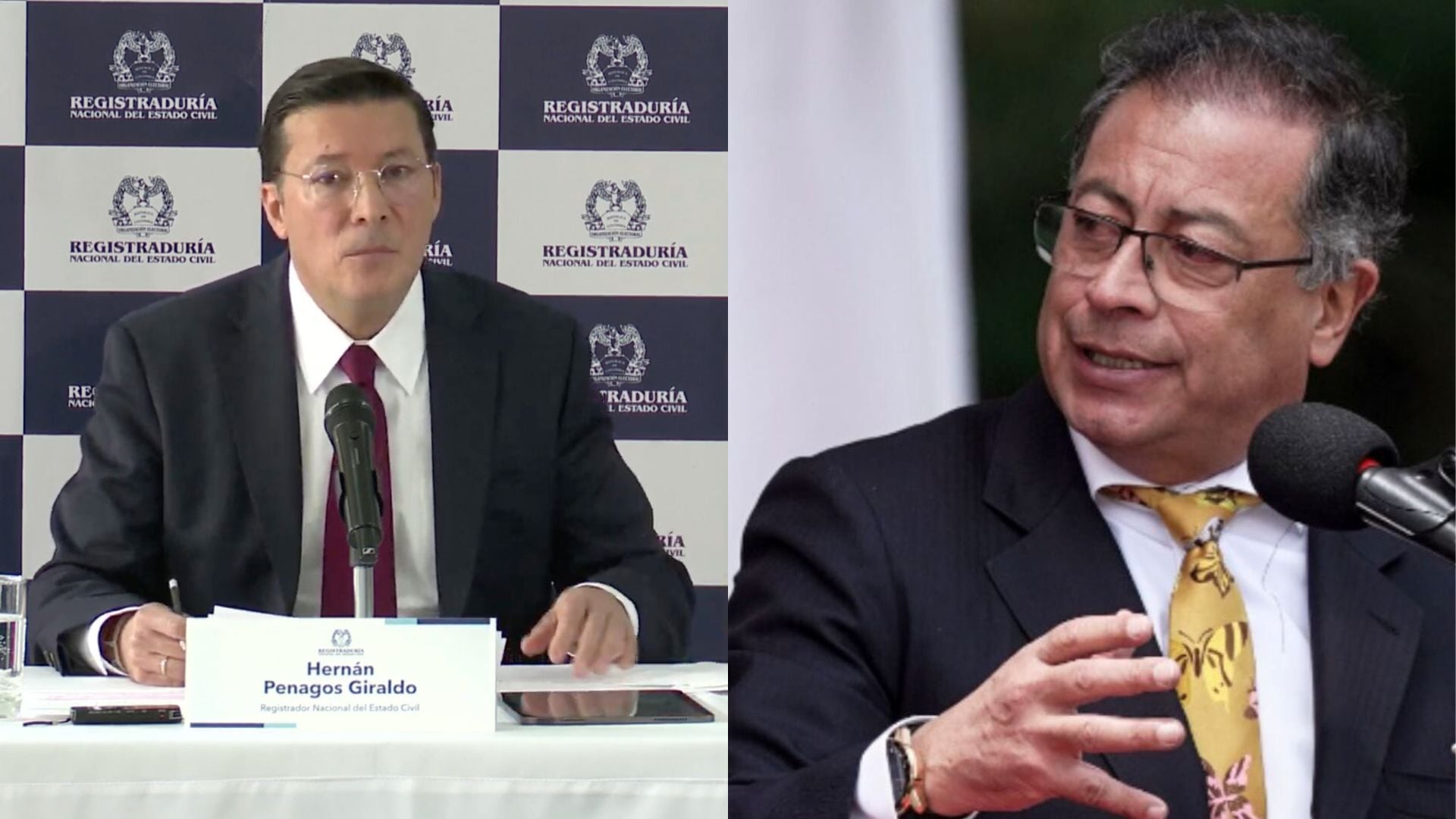 El registrador Hernán Penagos y el presidente Gustavo Petro