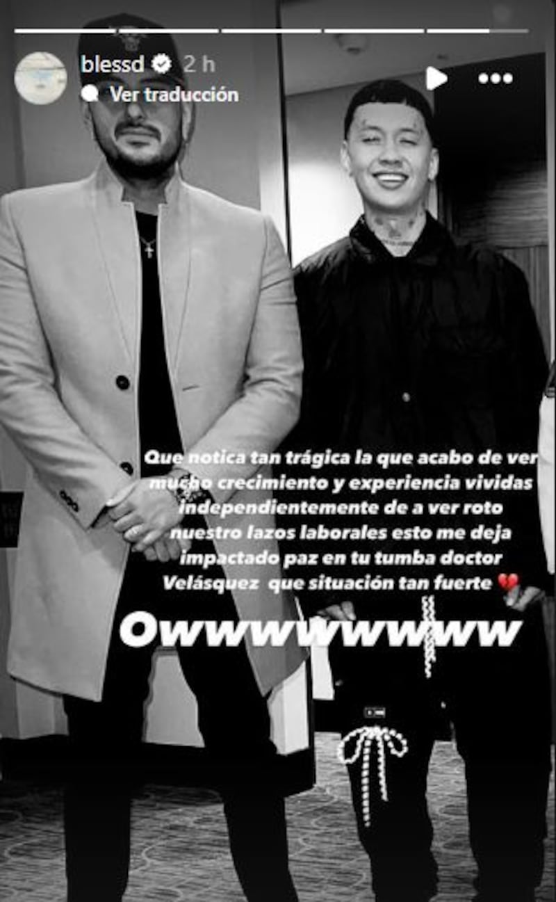 Blessd lamenta muerte de productor musical Dr Velásquez