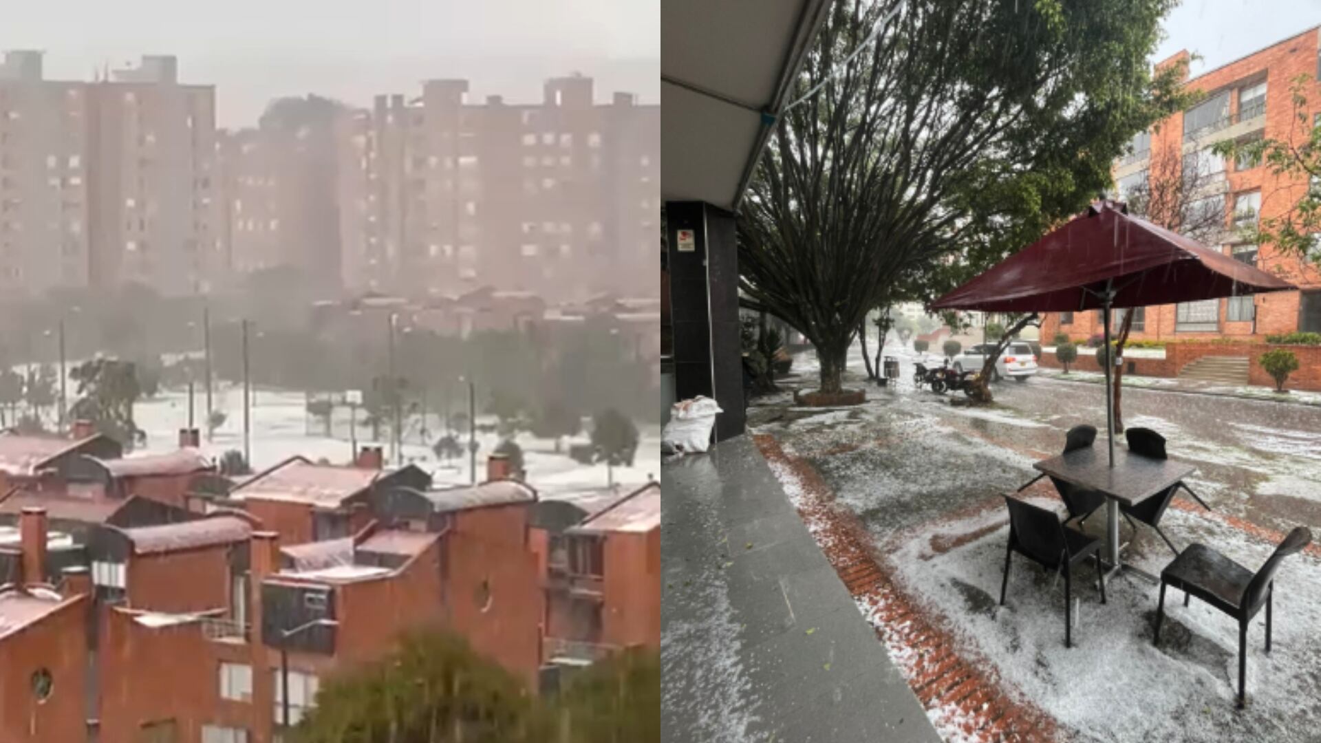 Fuerte granizada cayó en el norte de Bogotá.