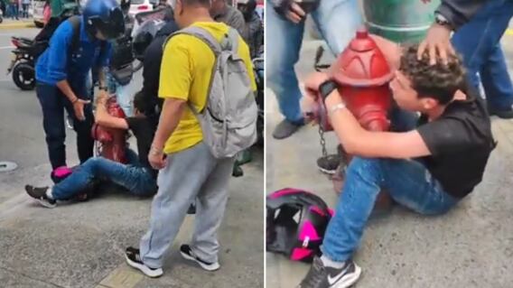 Ladrón fue amarrado a hidrante de agua en Medellín