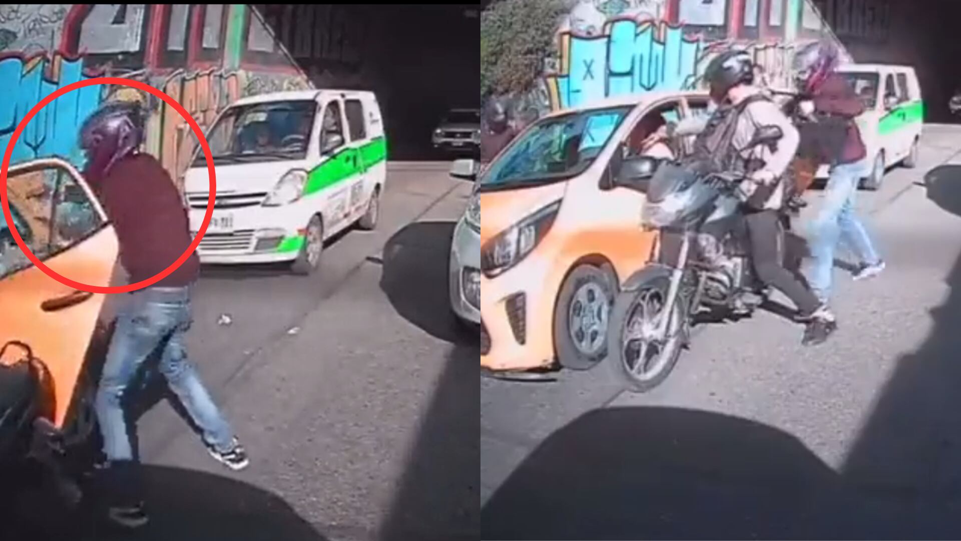 Violento atraco a un taxi cerca a la estación Héroes: un video podría ayudar a encontrar a los motoladrones