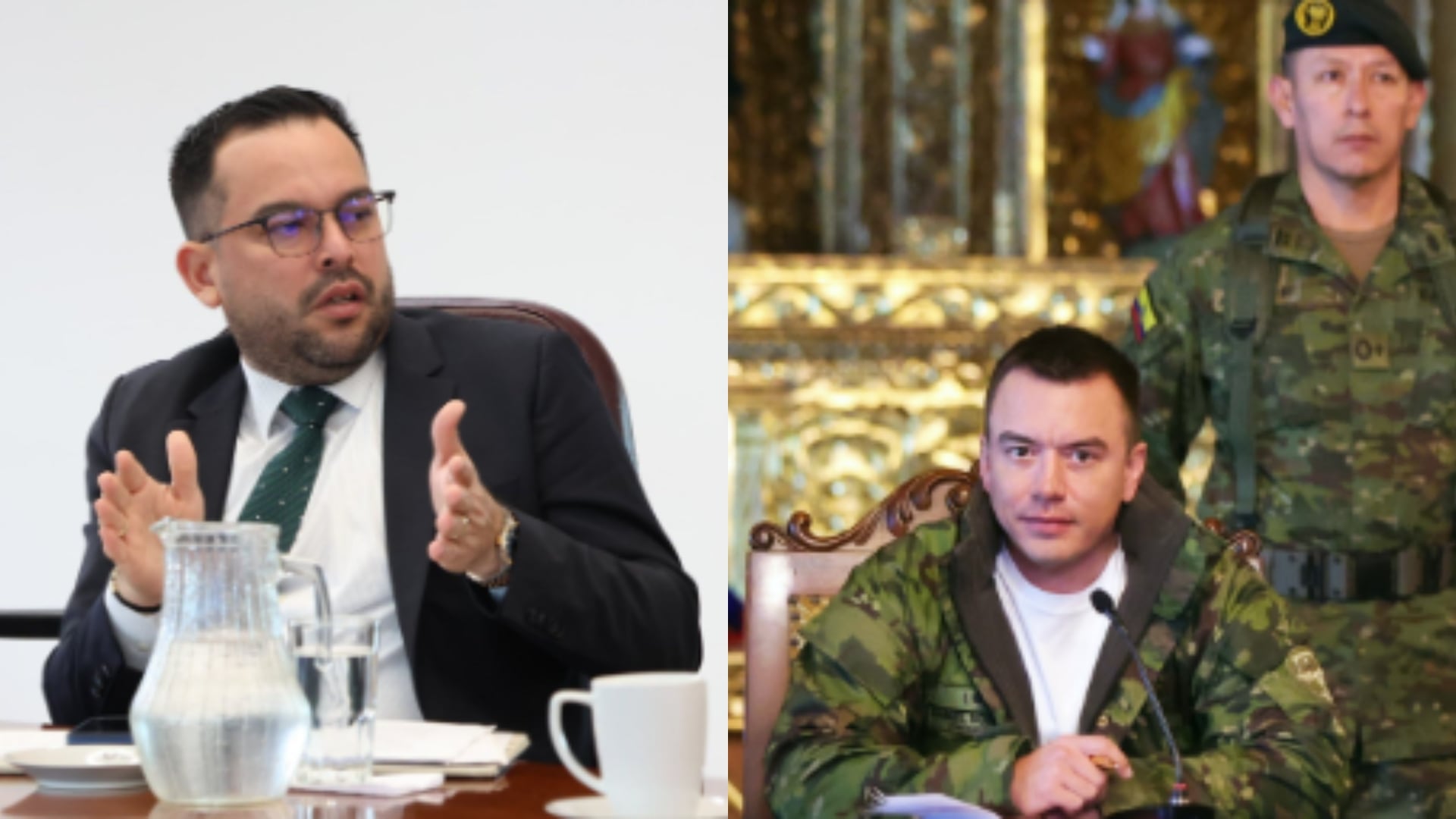 Ministro de Minas, Edwin Palma y el presidente de Ecuador, Daniel Noboa.