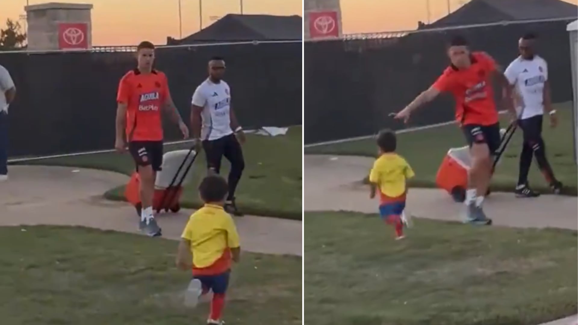 Niño pequeño desobedeció a su papá y esquivó a James porque él tenía claro su objetivo