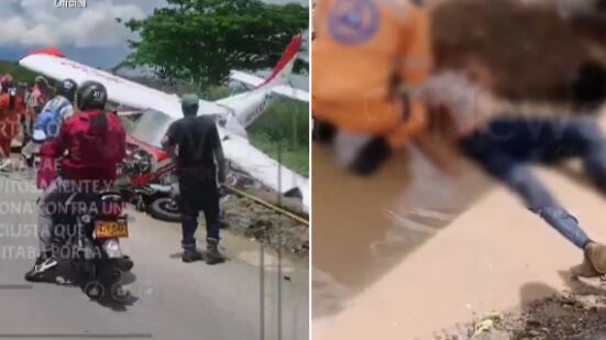 Accidente de avioneta que le cayó a motociclista en Cartago