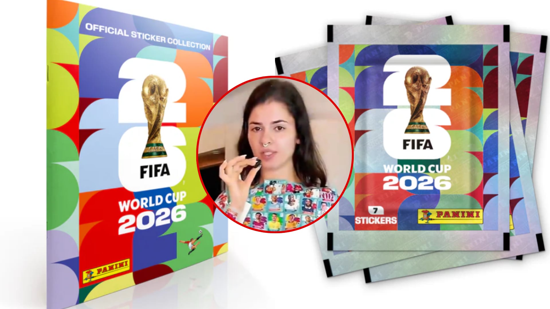 Influencer hizo reto de pegarse láminas por todo el cuerpo - Fotos: Redes sociales del Panini el 2 de junio del 2026