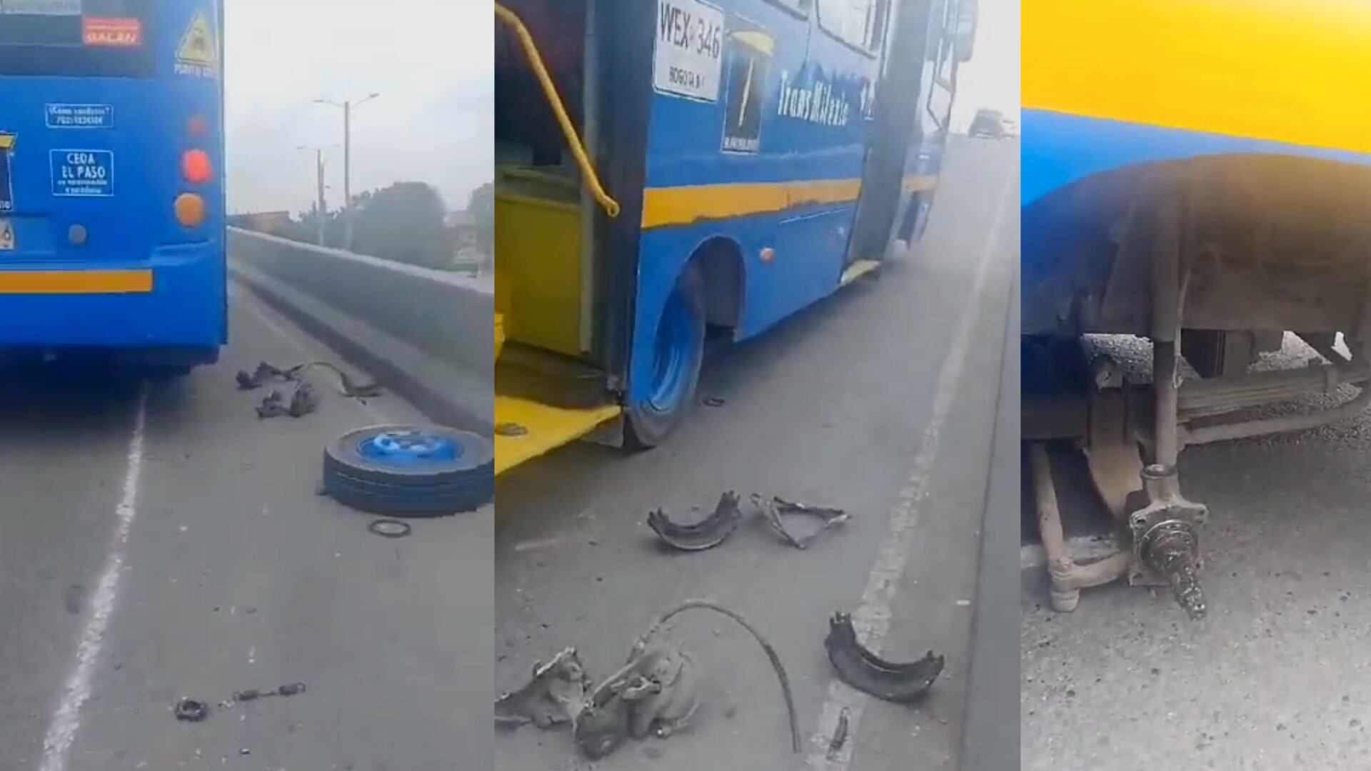 Bus del Sitp terminó sin una rueda.