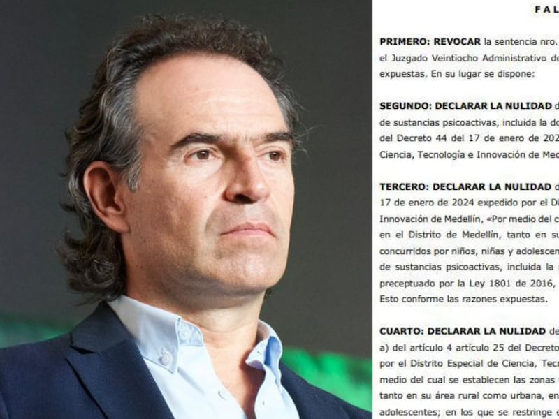 Tribunal tumbó decreto de ‘Fico’ que prohibía consumir drogas en espacios públicos de Medellín