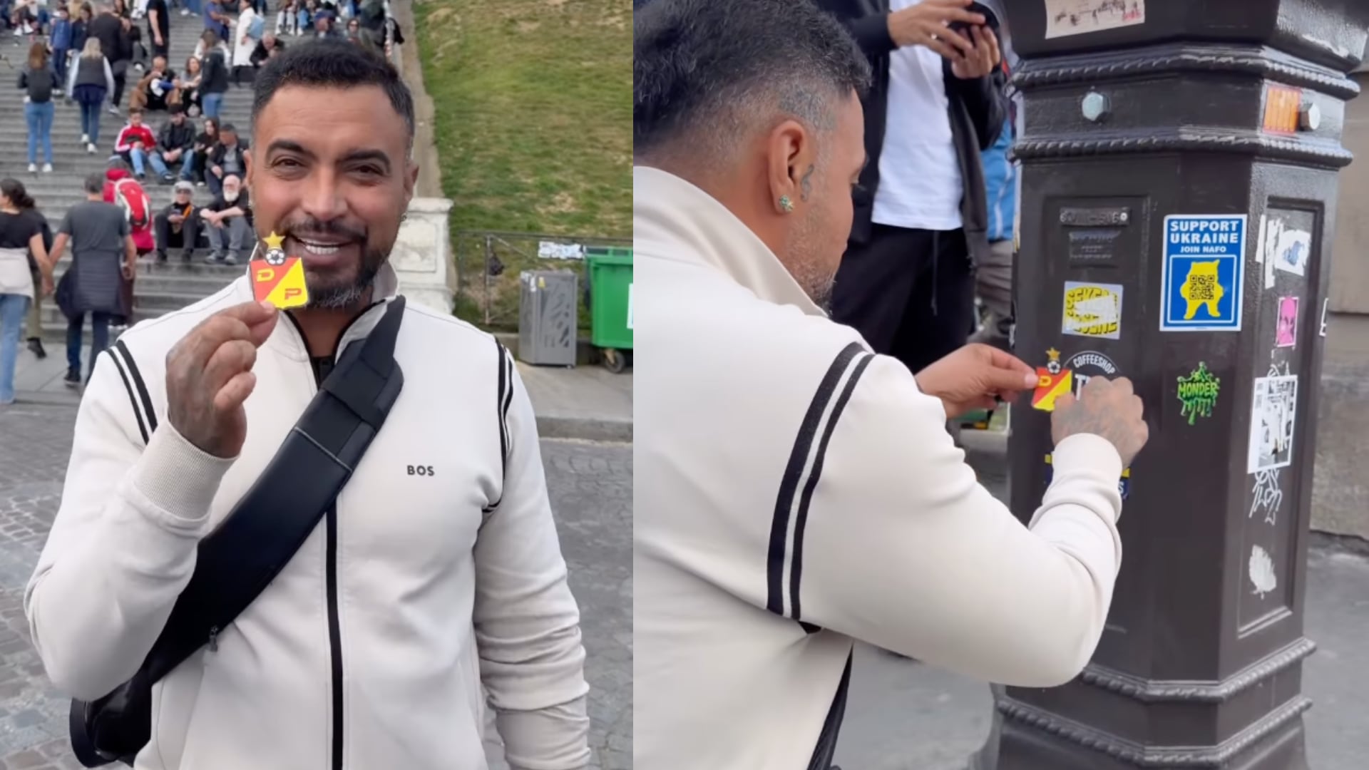 Jhon Álex Castaño puso sticker del Pereira en afamada iglesia de Francia