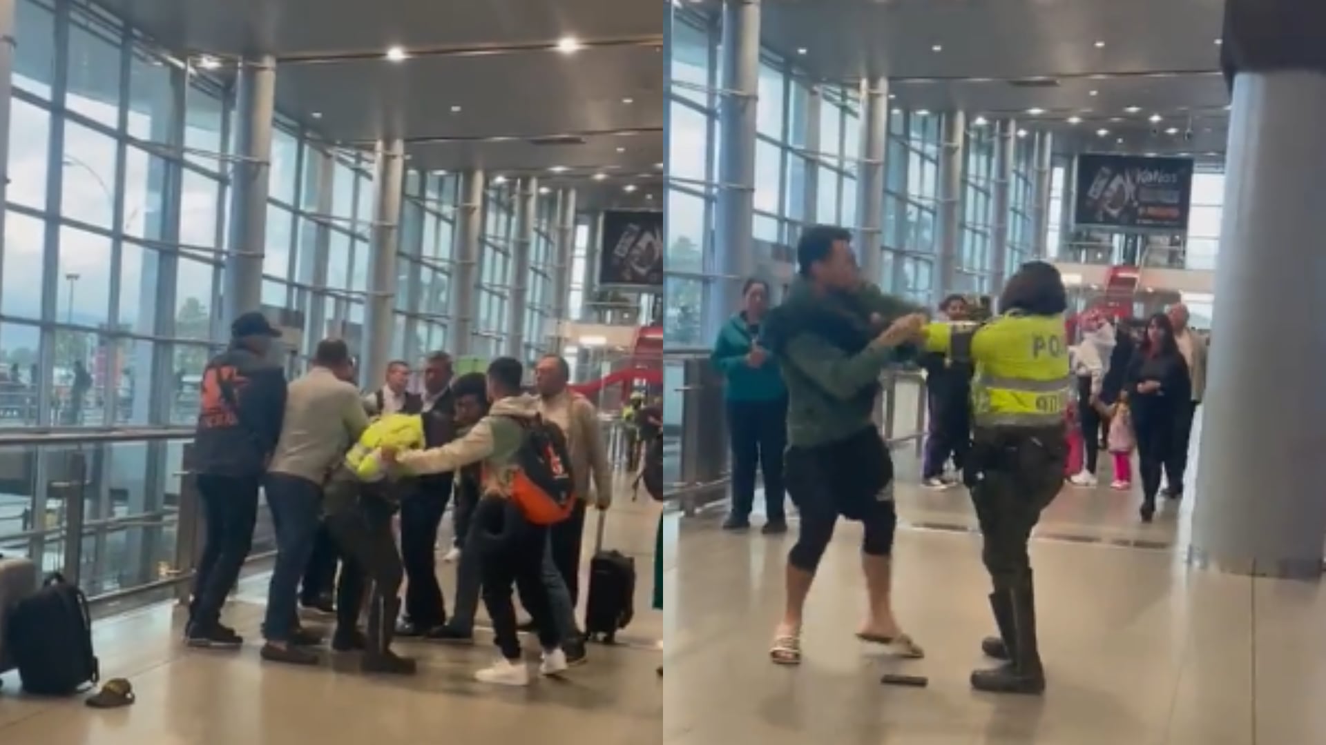 Sujeto golpea a policía en pleno Aeropuerto El Dorado