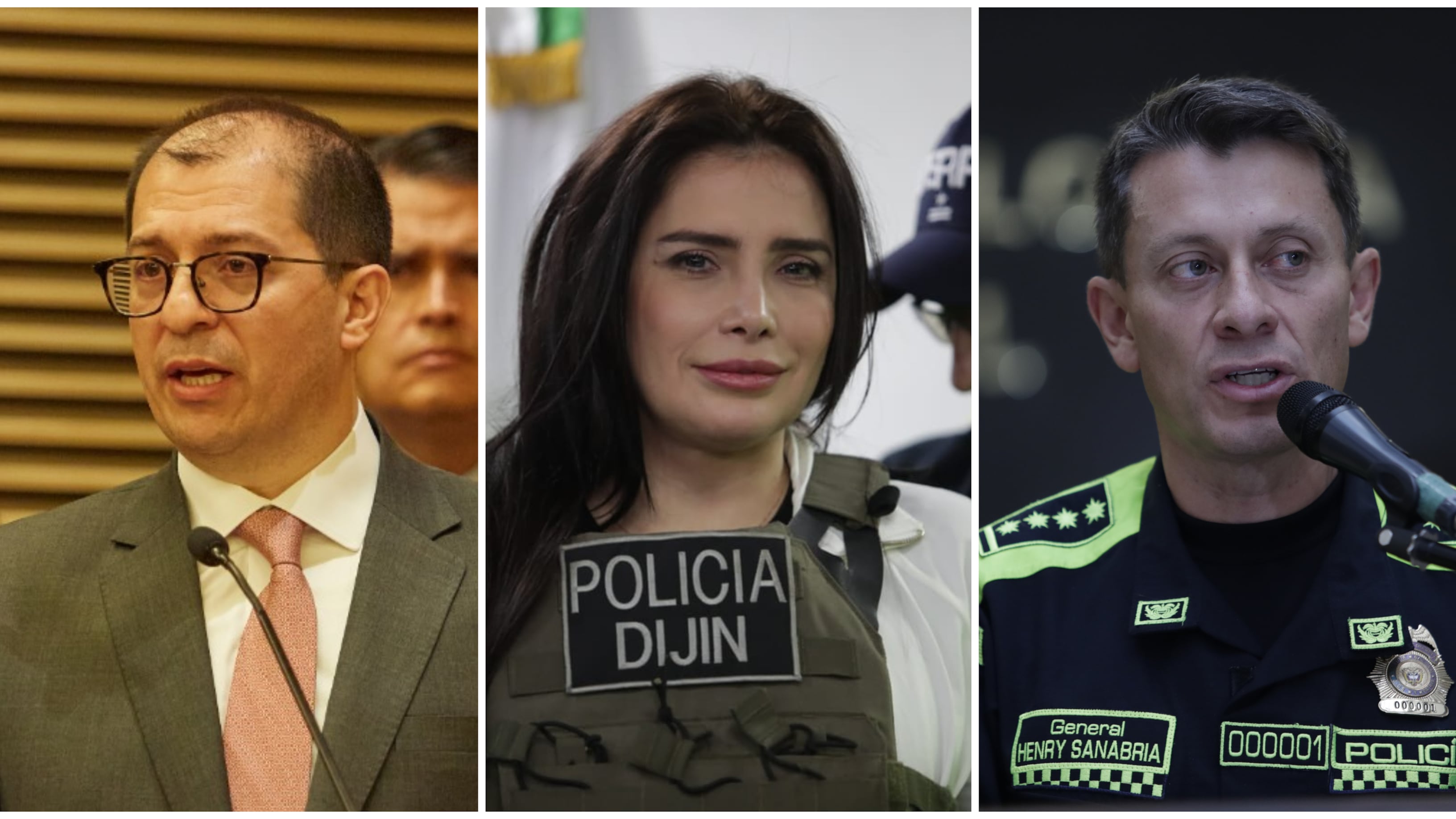 Fiscal general Francisco Brbosa junto a Aida Merlano y el general de la Policía, Henry Sanabria