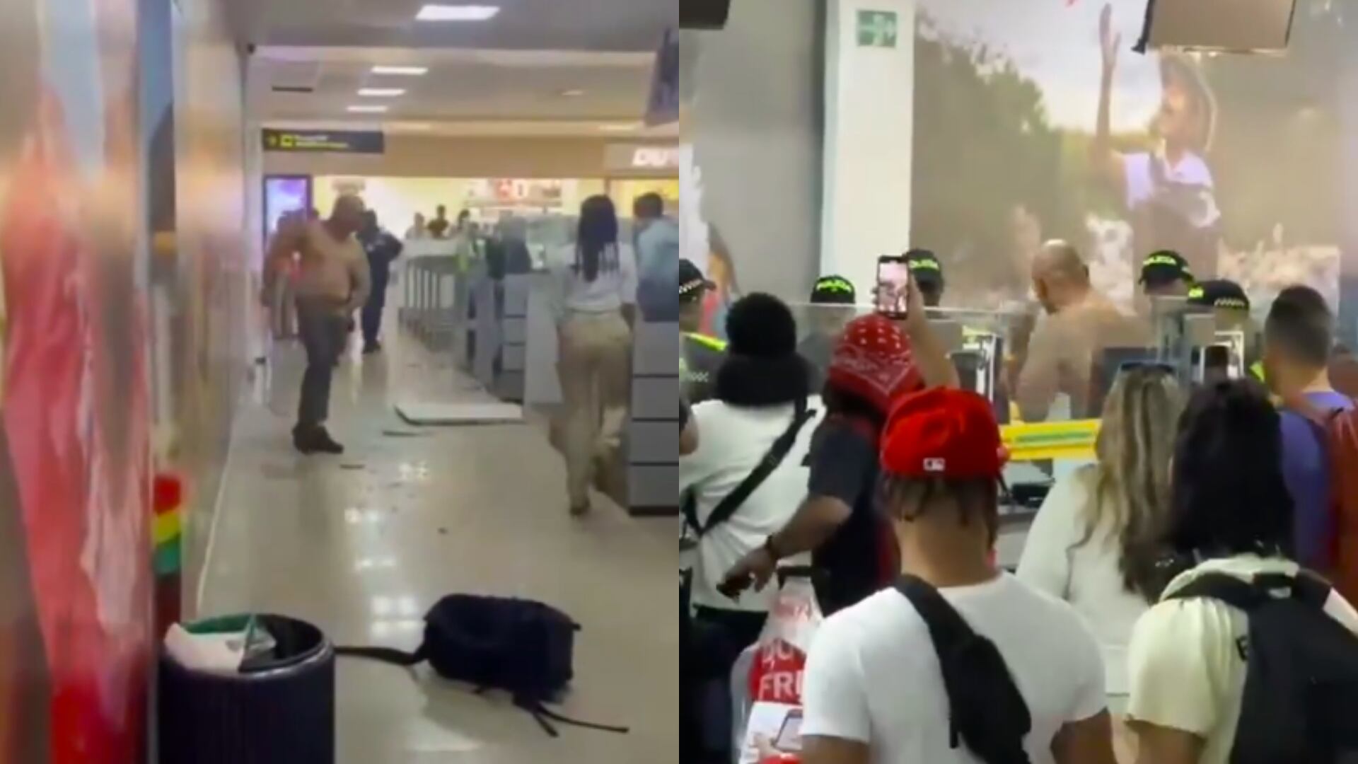 Turista extranjero causa destrozos en aeropuerto de Cartagena; habría estado bajo efectos de alucinógenos (Redes sociales)