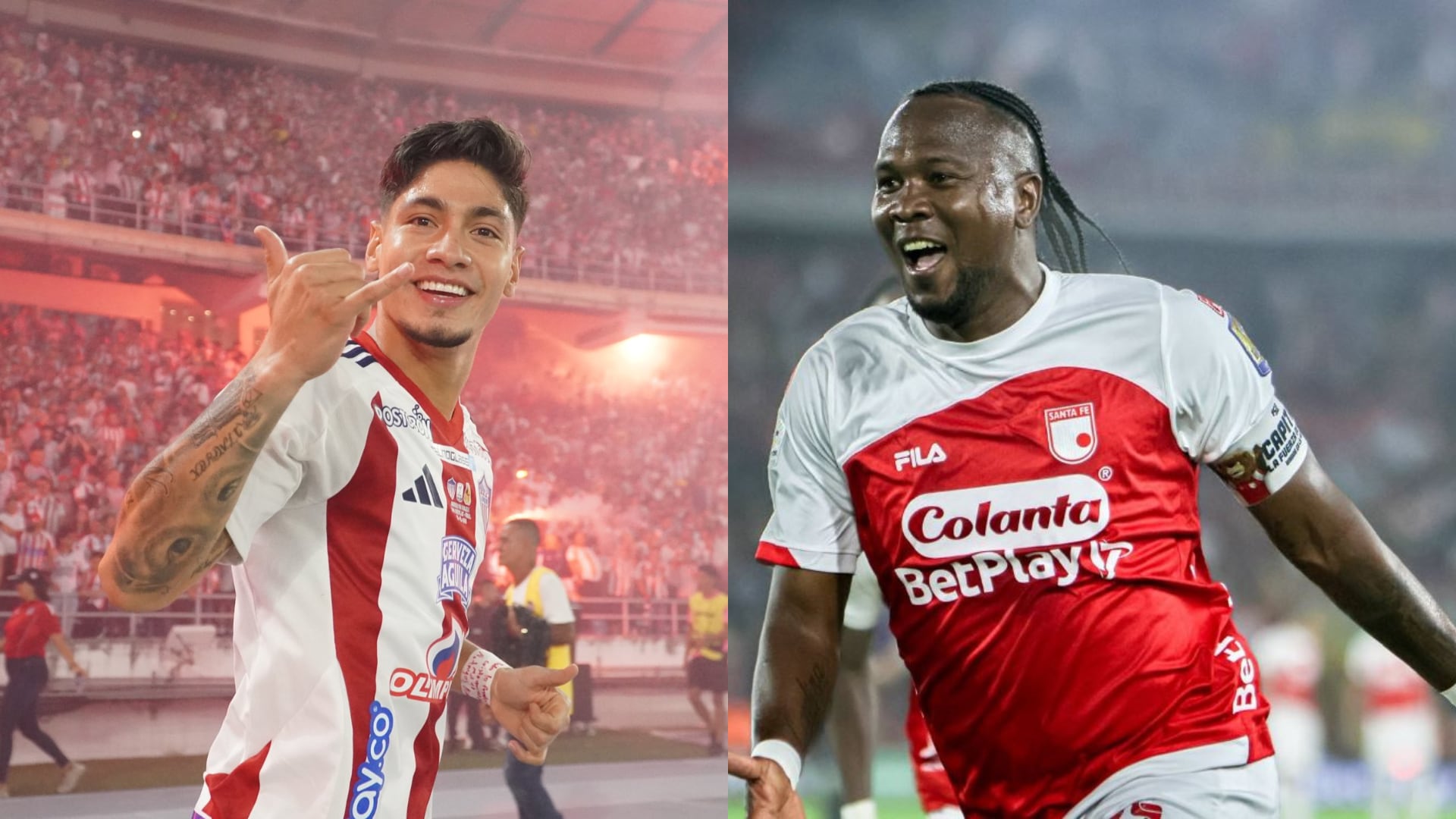Junior y Santa Fe - Fotos: Redes sociales de los dos equipos tomadas el 29 de diciembre del 2025
