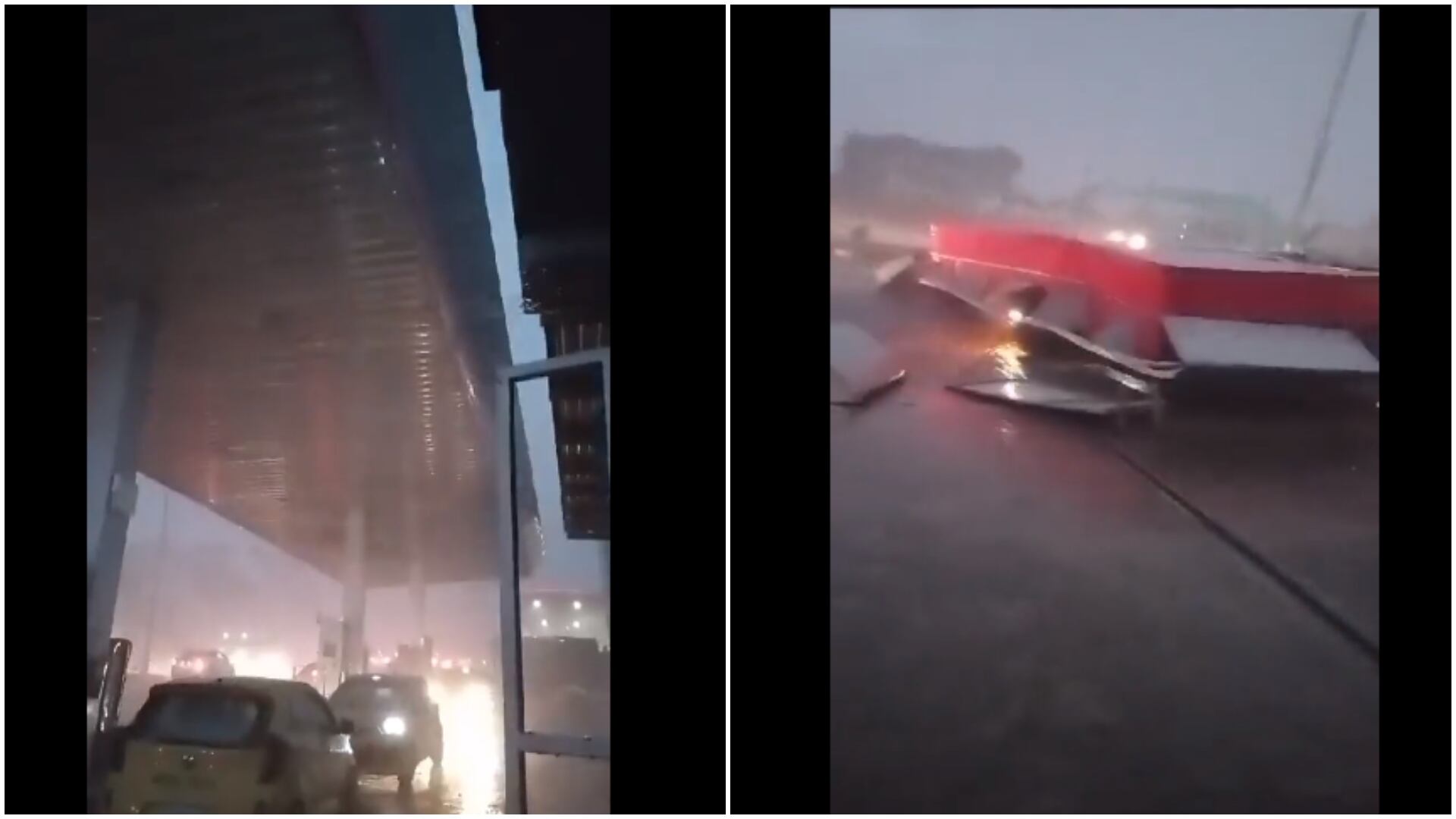 Fuerte aguacero en Manizales provocó la caía del techo de una estación de gasolina (Cuenta de X: W Radio)