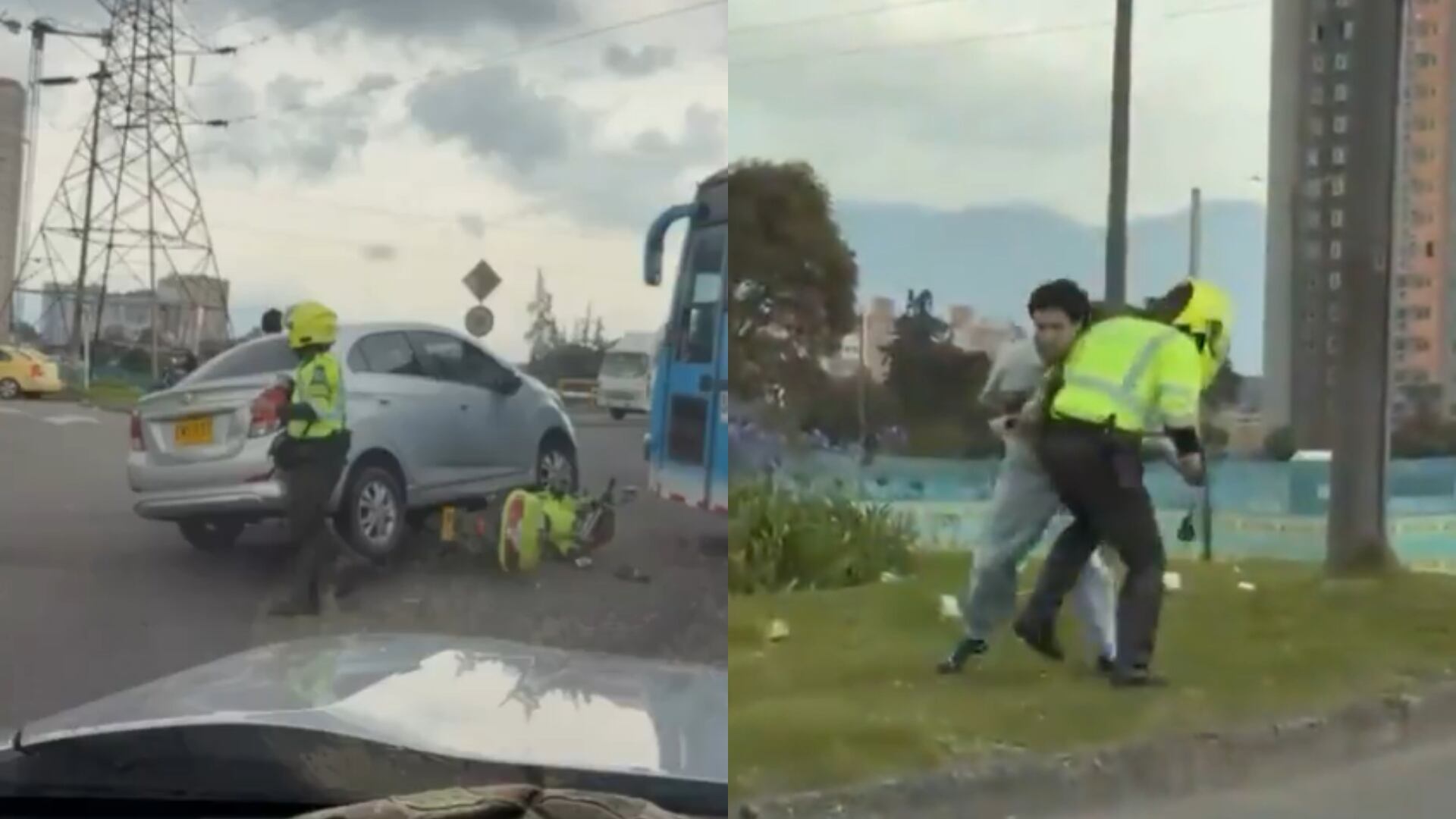 Conductor atropelló y agredió a policía de tránsito.