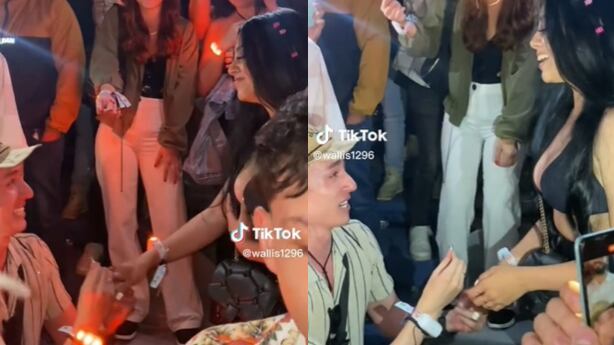 Momento de la pedida de mano concierto de Bad Bunny en Medellín.