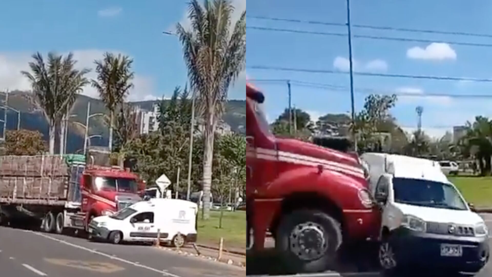 Camión se 'llevó' por delante a un vehículo.