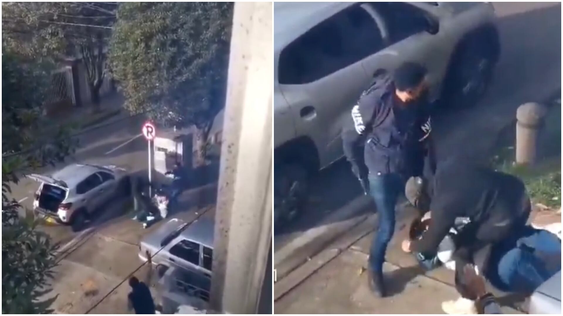 Violento robo a mano armada en el Parkway captado en cámara: mujer fue brutalmente agredida por los asaltantes (Redes sociales)