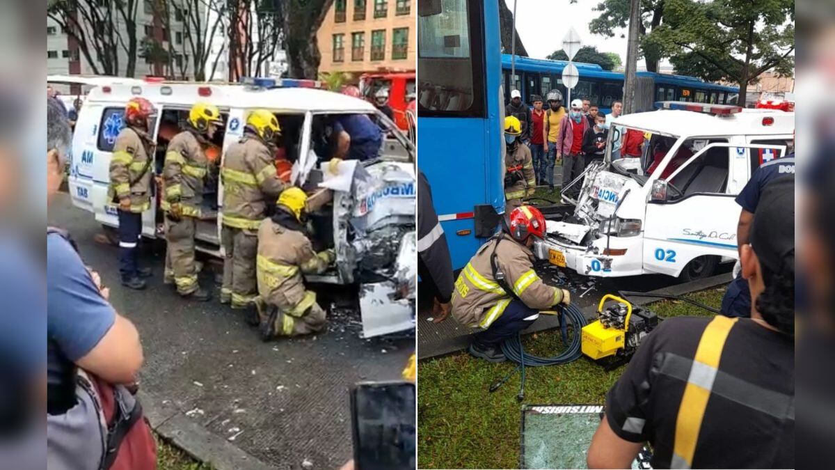 Accidente ambilancia y MÍO, sur de Cali