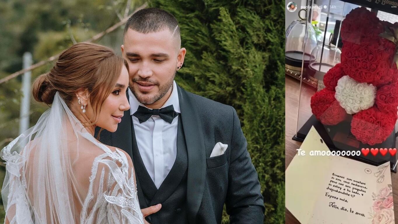El cantante Jessi Uribe decidió no escatimar en gastos y con un oso de flores sorprendió a su esposa Paola Jara.