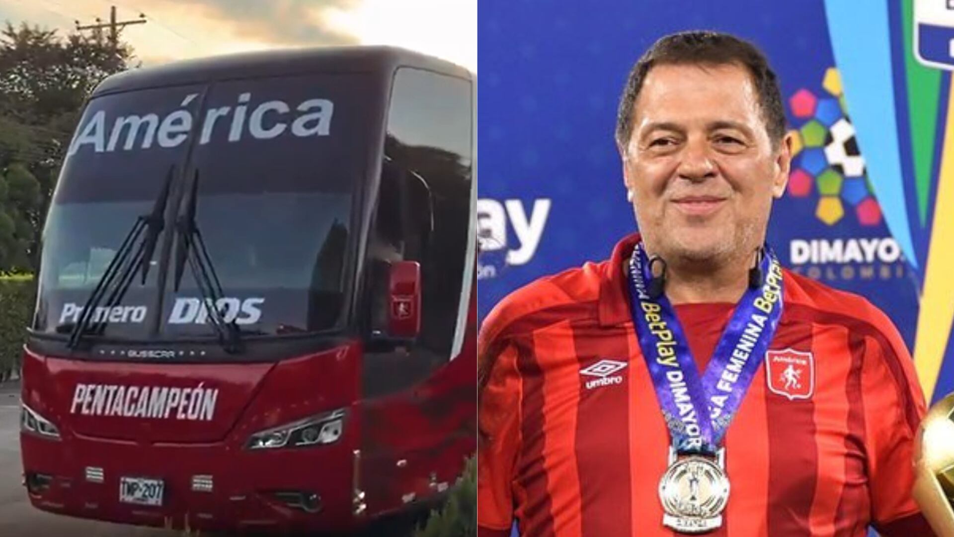 Tulio Gómez y bus del América - Fotos: Redes sociales de Tulio Gómez tomadas el 11 de noviembre del 2025
