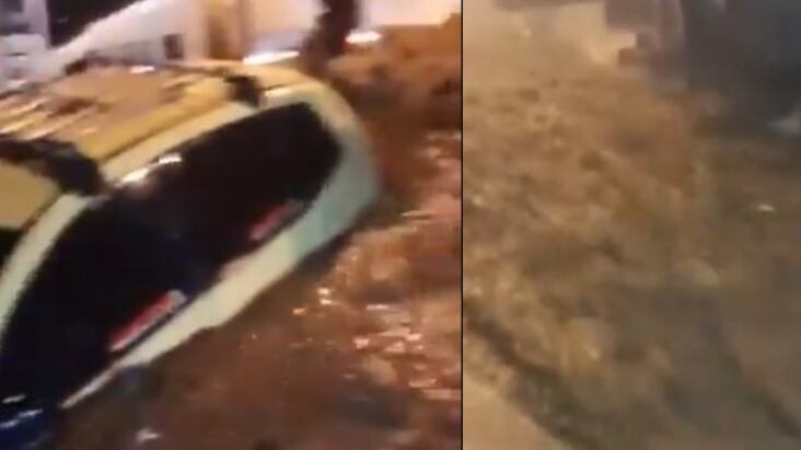 Avalancha de lodo sepultó taxis y camiones tras fuerte aguacero en Santa Marta.