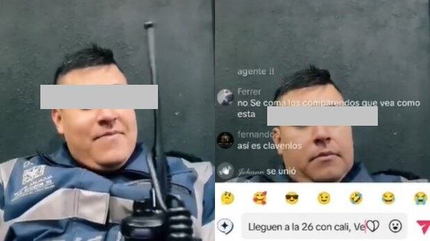 Foto denuncian a agentes de Movilidad de Bogotá por grabar TikToks en horario laboral en medio del caos vial.