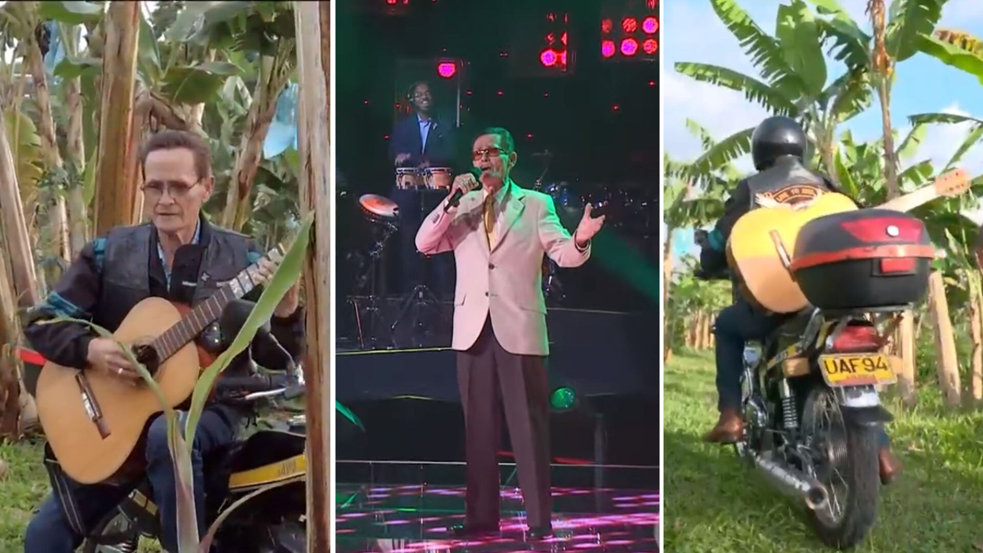 Hace 45 años monta en moto y desde 1970 canta, tiene 77 años