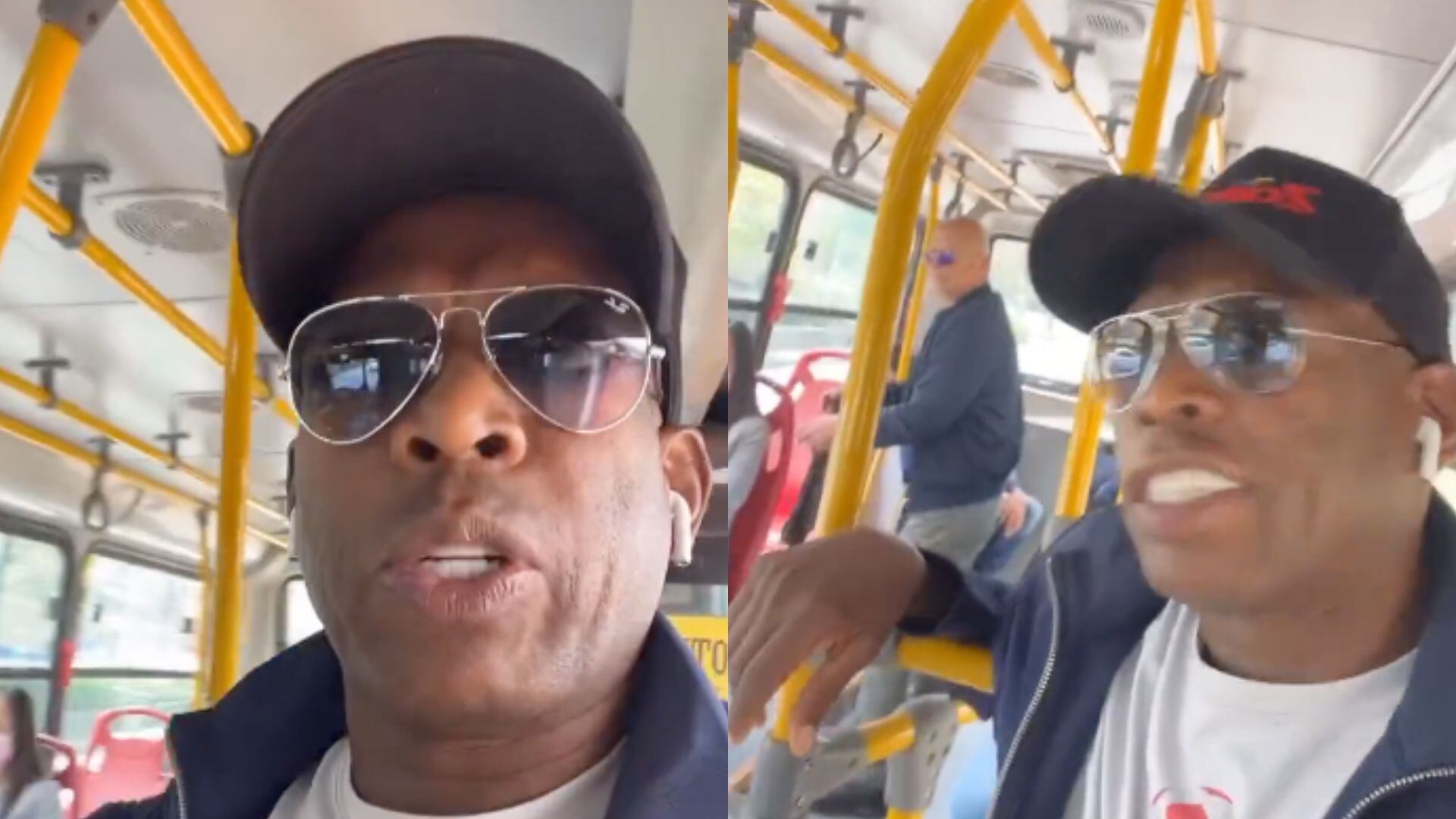 El 'Tino' no le vio problema a montarse en un bus en Bogotá.