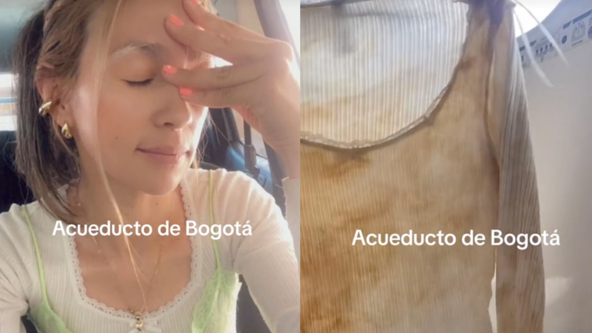 De blanco a amarillo: joven mostró como sus blusas se están manchando por agua turbia en Bogotá