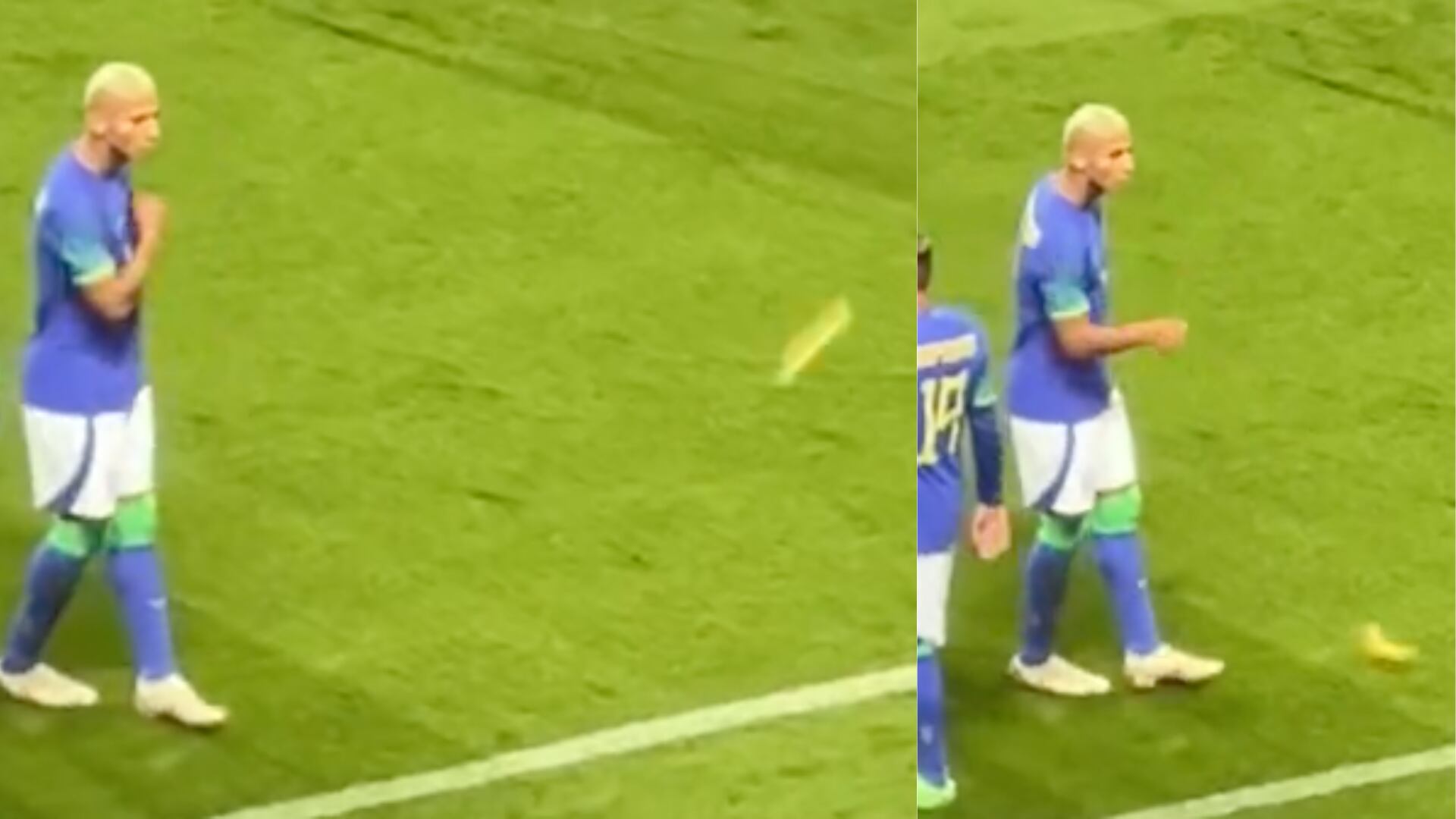 Le lanzan banano a Richarlison