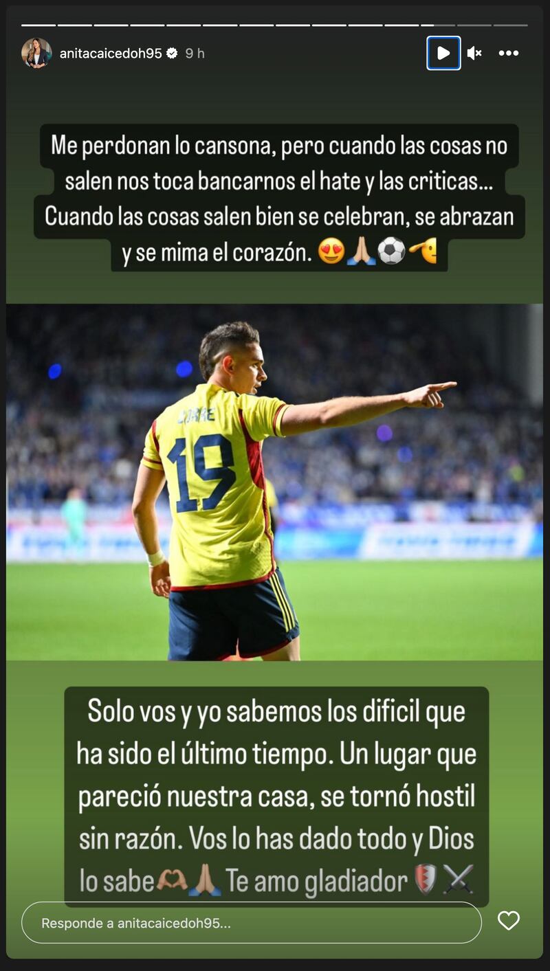 Anita Caicedo se desahogó después del gol de Rafael Santos Borré