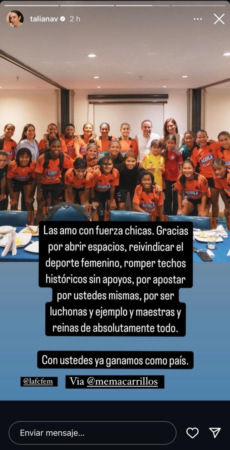 Taliana Vargas salió en apoyo de la Selección Colombia Femenina