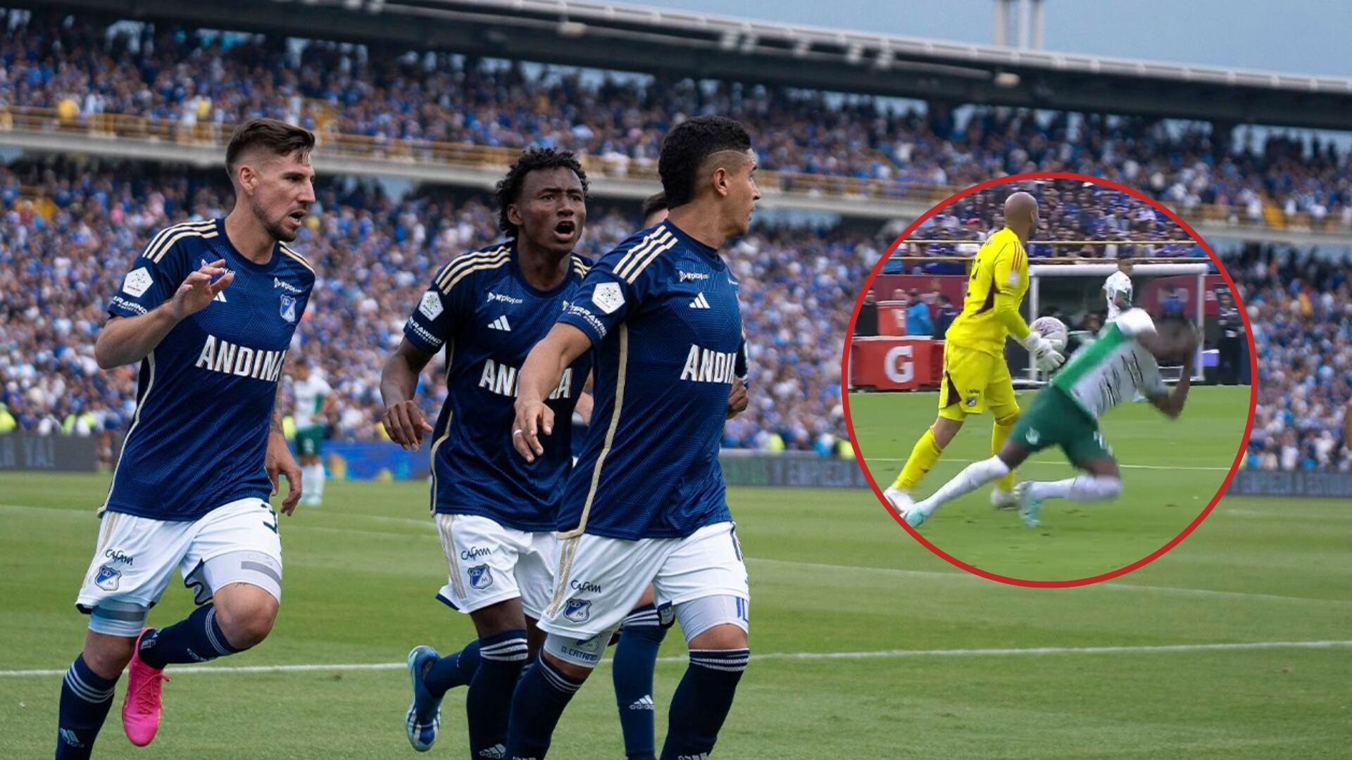 Escandalosa jugada de penal en Millonarios vs. Cali desató polémica y ya hablan de robo