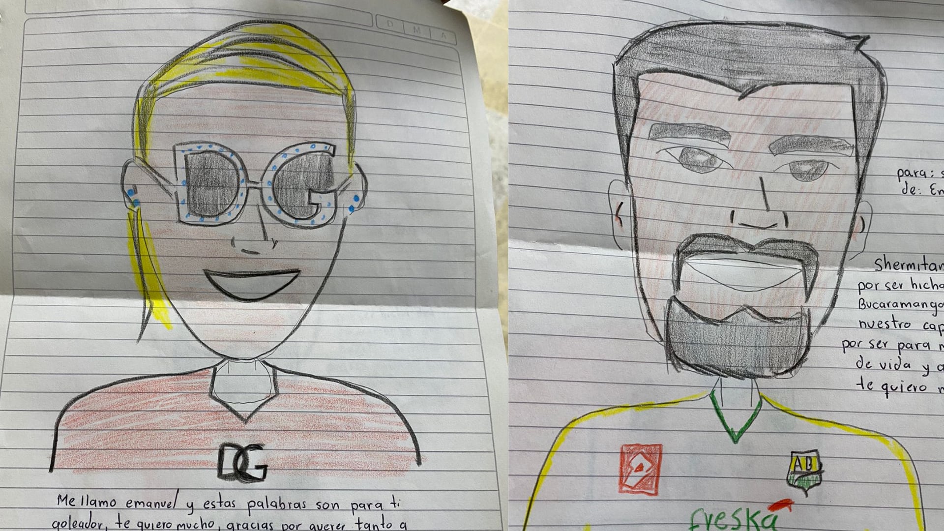 Emmanuel dibujó a sus ídolos del Bucaramanga