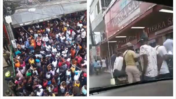 Cientos de personas creyeron en falso rumor que afirmaba que el almacén Tierra Santa regalaría toda la ropa.