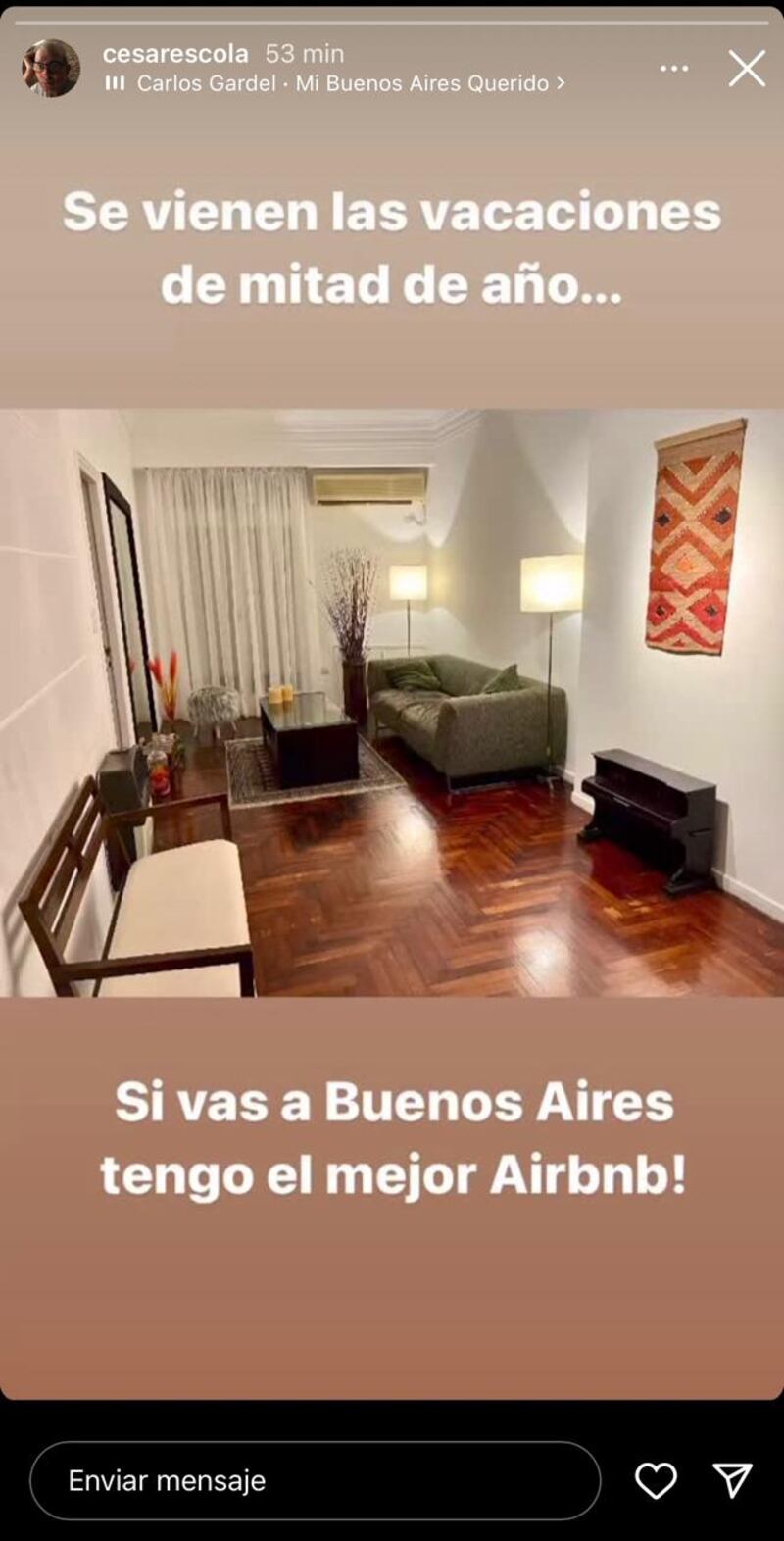 César Escola de Yo me llamo estaría ofreciendo su apartamento